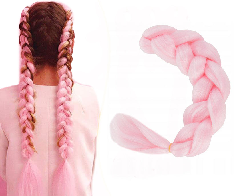 Extensie par sintetic pentru impletituri, Zola, roz, 60 cm Extensie par sintetic pentru impletituri, Zola, roz, 60 cm